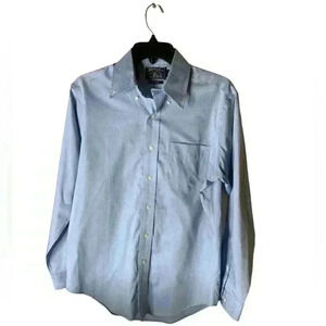 American Living Chambray Dress Shirt Men's Size 15 No Iron Long Sleeve Pocket
